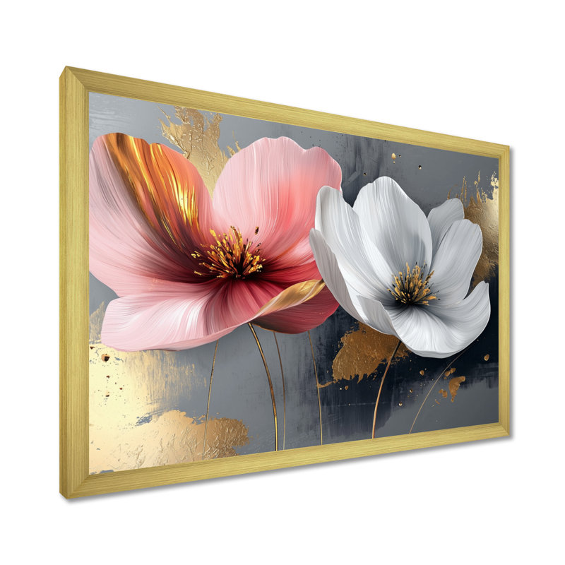 Myalynn - Floral Large Wall Art, H 16 po x l 32 po, Avec cadre, Doré