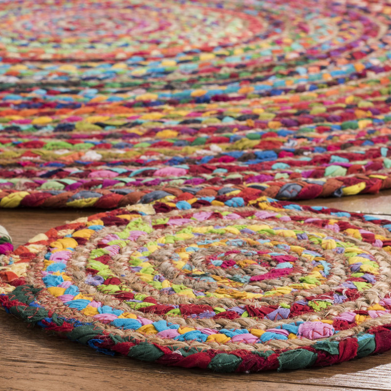 Abhay Hand Woven Jute, Cotton Rug, Round 4'