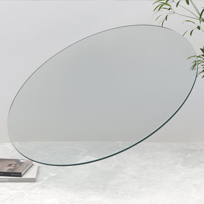 Plateau de table rond de rechange en verre épais de 0,36 po Ivy Bronx