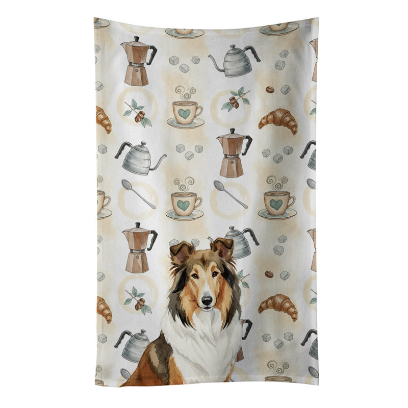 Sable Collie Coffee Bar Kitchen Towel, Sable Collie