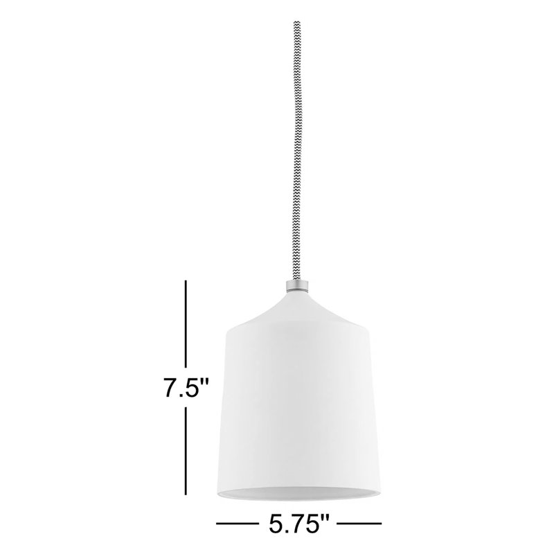 Megan 5.75" 1-Light Ceramic Pendant, Matte Black, Aged Brass