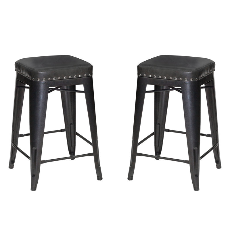 Gennara Upholstered Counter Stool with Metal Frame, Counter Stool (25" Seat Height)