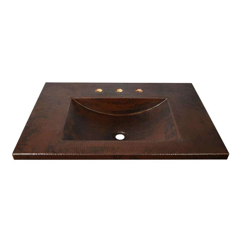 Plateau de meuble-lavabo simple avec lavabo 30,5 po Cozumel, Cuivre antique