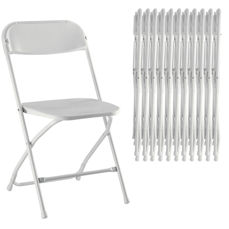 Ensemble de chaises pliantes empilables en plastique / résine (ensemble de 12), Blanc