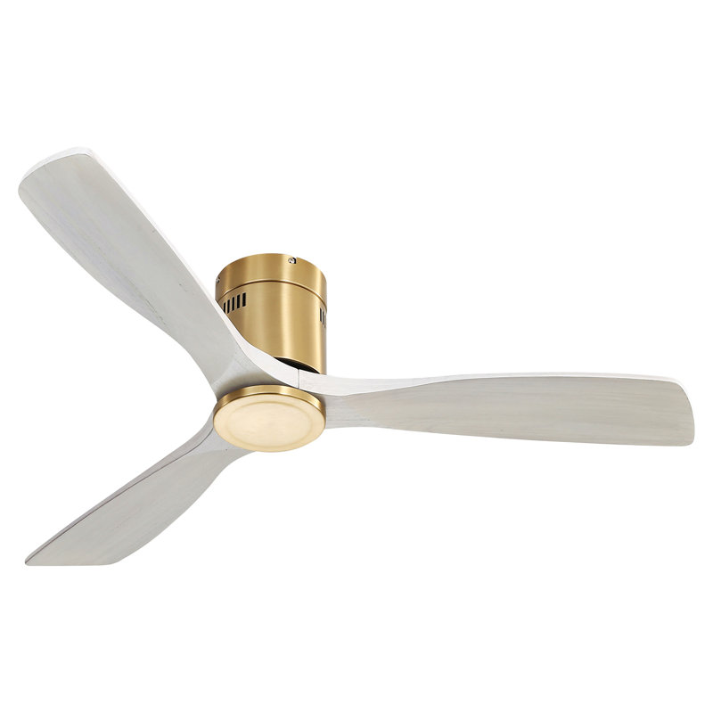 Ventilateur de plafond à profil bas 52 po. Pc 3 ventilateur en bois massif, télécommande sans moteur réversible sans lumière