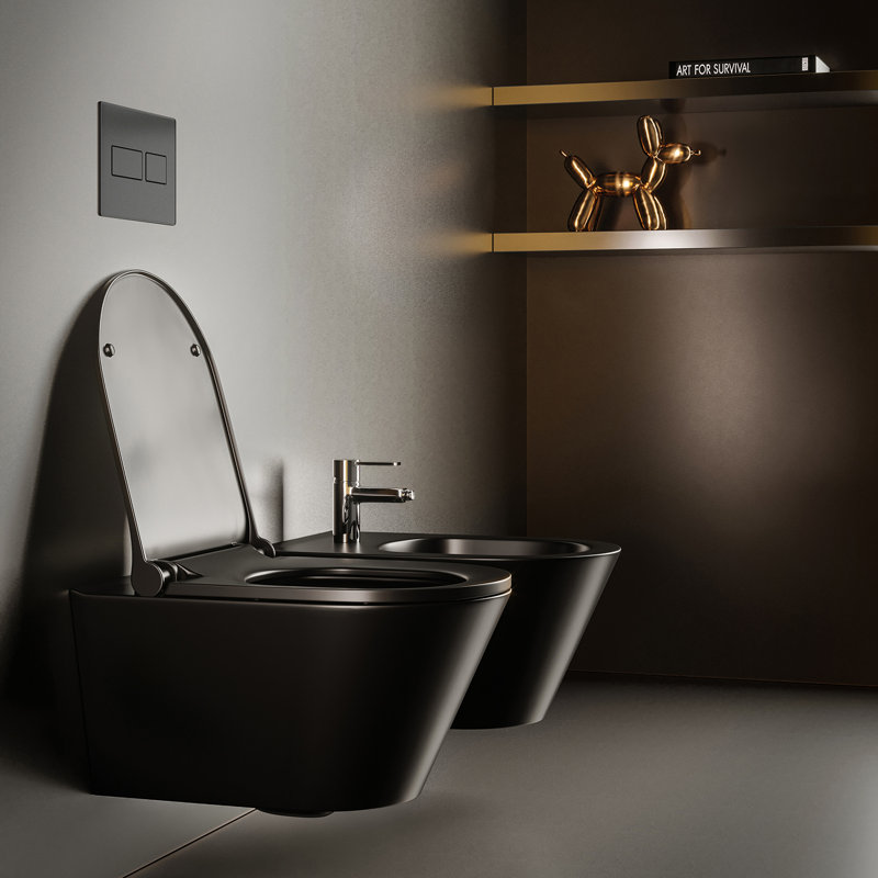 Charm 1.28 GPF High Efficiency Dual Flush Wall Mounted Toilet, Glossy White