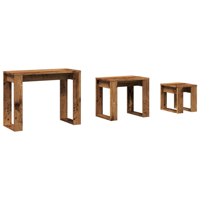 Gobao Nesting Tables 3 pcs Engineered Wood, Old Wood, Old Wood