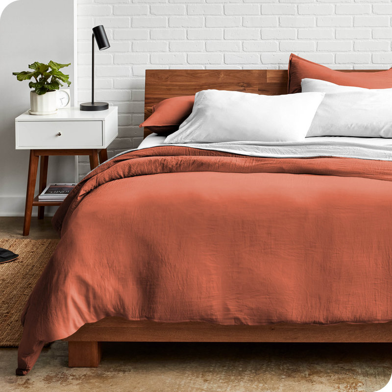 Dusty Rose King Microfiber Duvet Cover Set with Shams