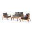 Ensemble de conversation pour patio 4 personnes en bois d'acacia avec coussins Davies
