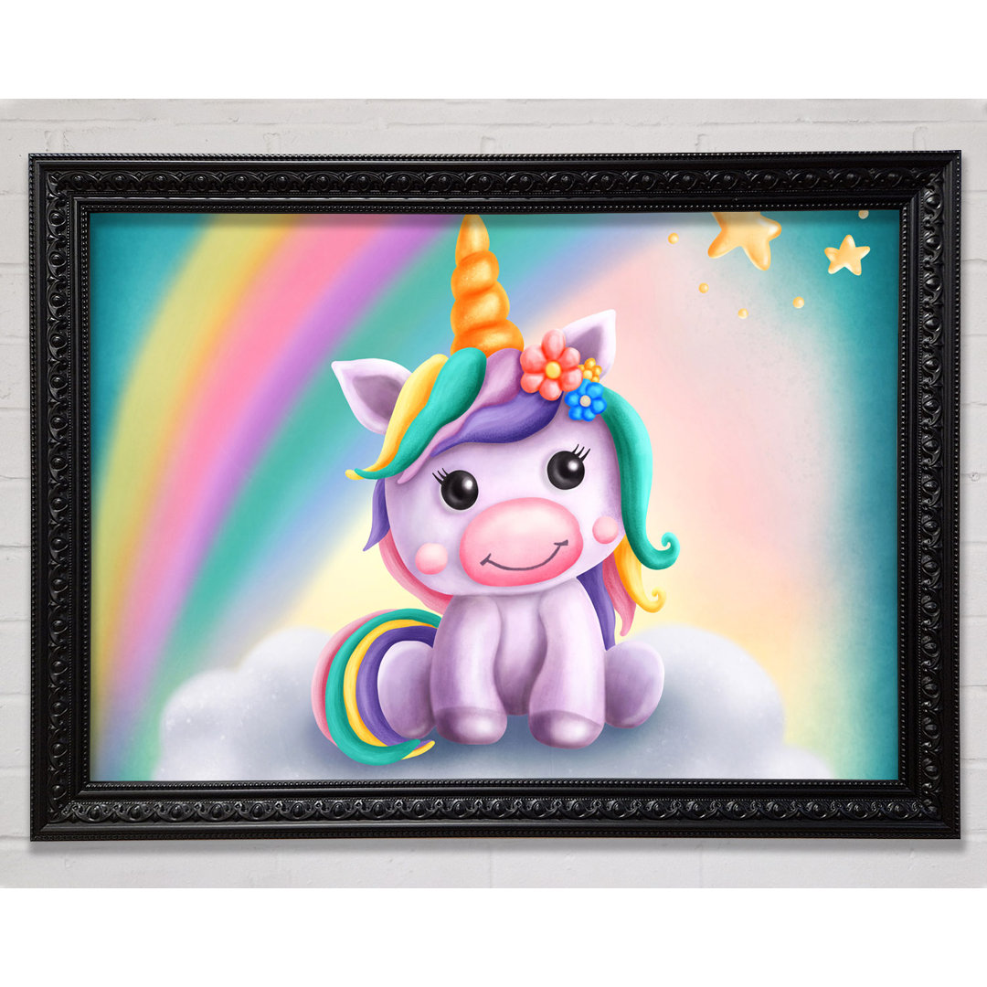 Einhorn Regenbogen Happy - Einzelner Bilderrahmen Kunstdrucke