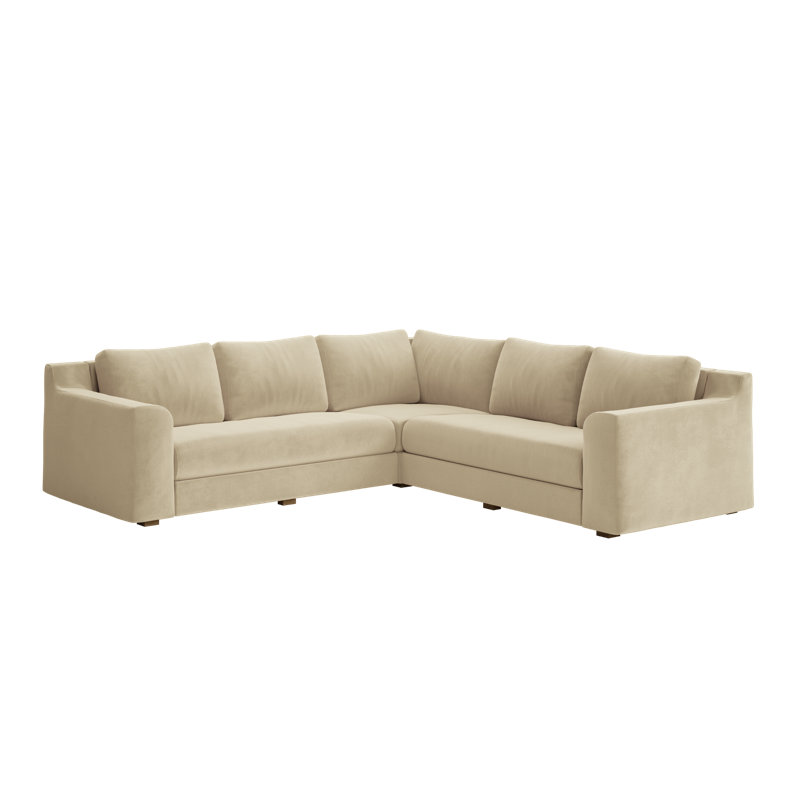 Elevate 99" Corner Sectional, Cashew Recycled Velvet
