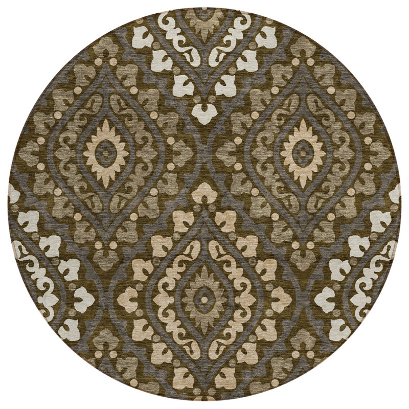 Alleigha Washable Moroccan Indoor / Outdoor Rug, Round 8'