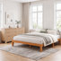 Lit plateforme en bois massif avec commode cannelée de 6/8/9 tiroirs en bois