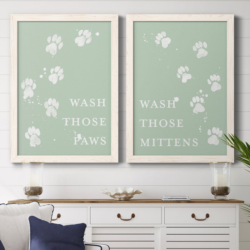 «Wash Your Paws II», toile encadrée de qualité supérieure - prête à être suspendue, H 43,5 po x l 31,5 po x P 1 po