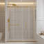Porte de douche coulissante sans cadre Cascada 56-60 po L x 76 po H avec rail supérieur et poignée en acier inoxydable, verre trempé de 6 mm (1/4 po), or brossé-137655312-121861808