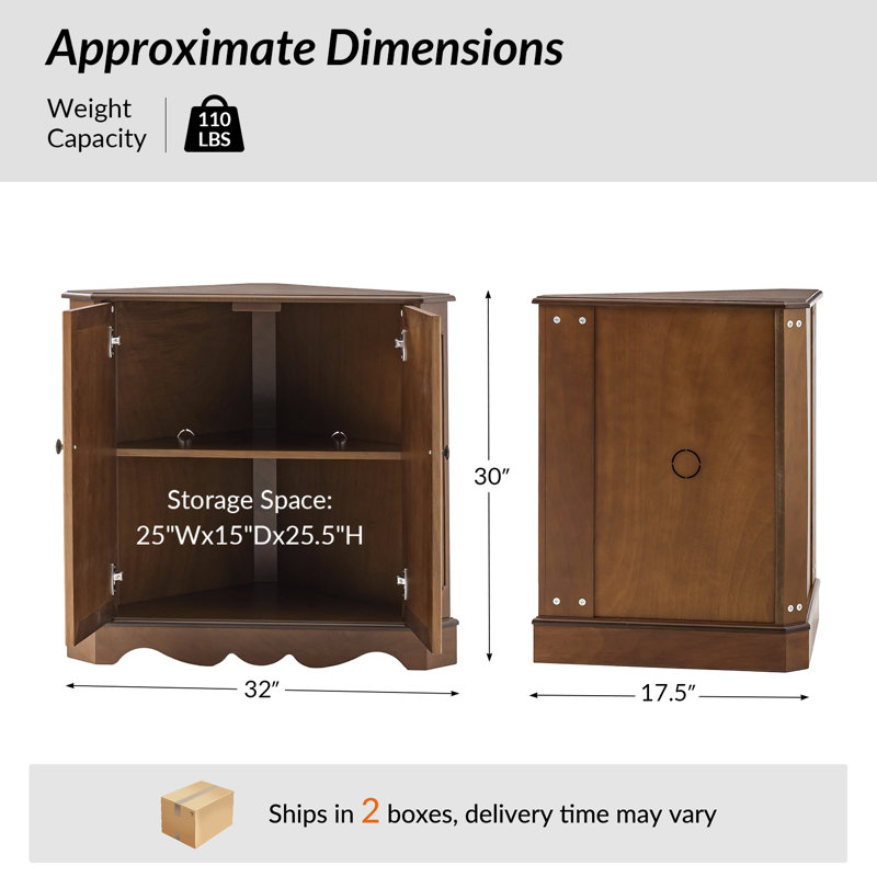 Desirat Traditional 32''W 2-Door Corner Cabinet with Adjustable Shelves(Set of 2), Seadrift