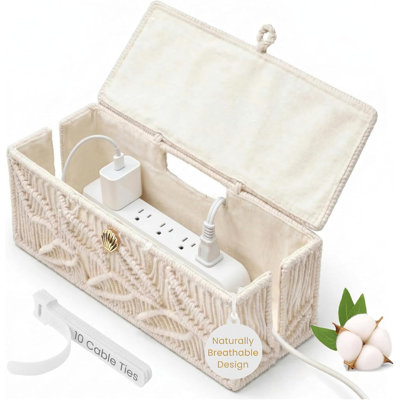 Organisateur de cordon tissé à la main, conception respirante, design bohème naturel, animal de compagnie, coffre-fort pour bébé, housse de câble, cache-câbles, rangement multiprise, organisateur de fil de télévision