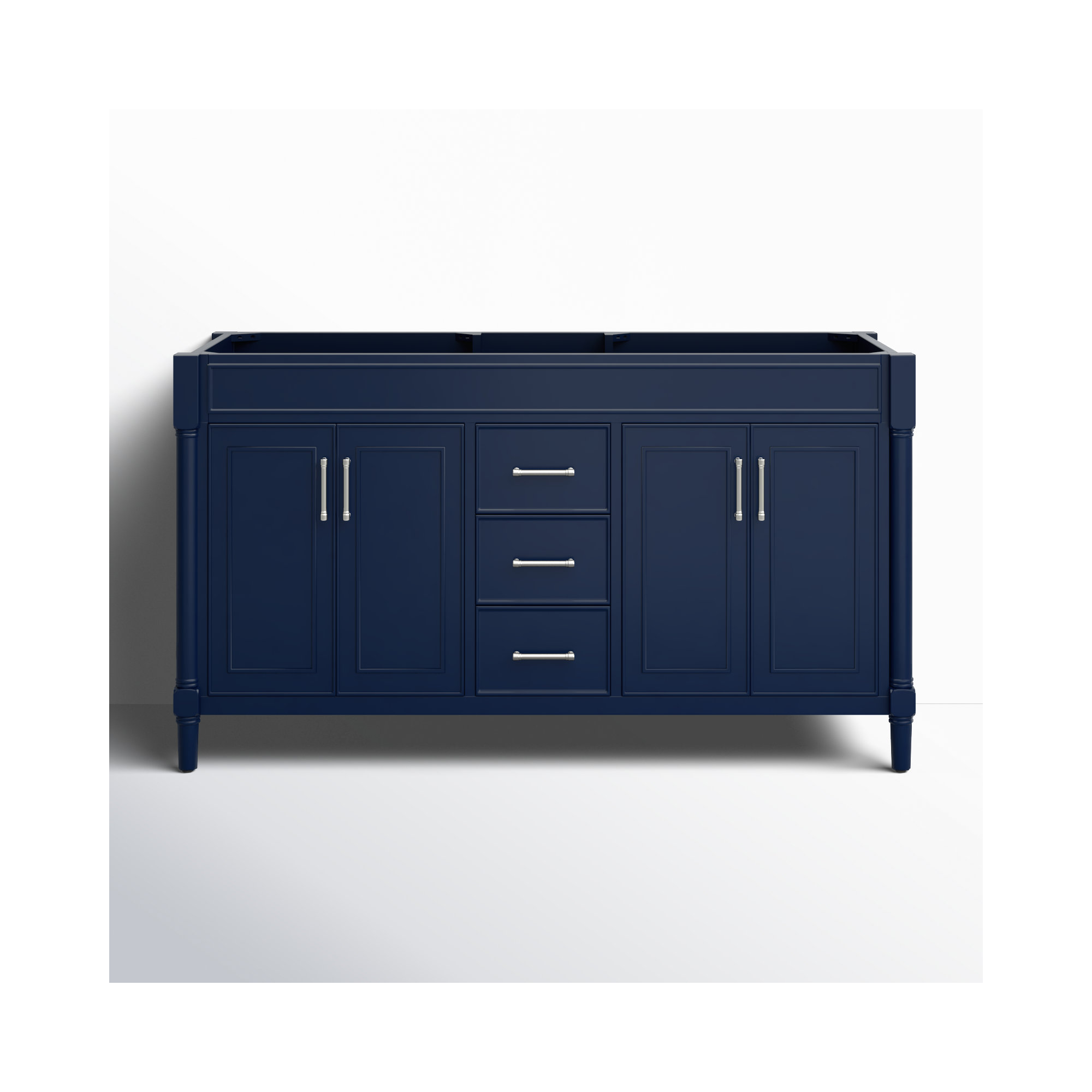 Addison 60'' Double Bathroom Vanity Base, Navy Blue