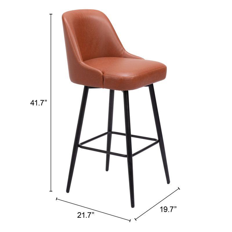 Tabouret pivotant Zack Keppel, Brun / noir, Siège d'une hauteur de 30,3 po