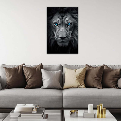 Lion Canvas Wall Art Wild Animal Portrait Picture Print Animal Painting Modern Artwork 24X36in