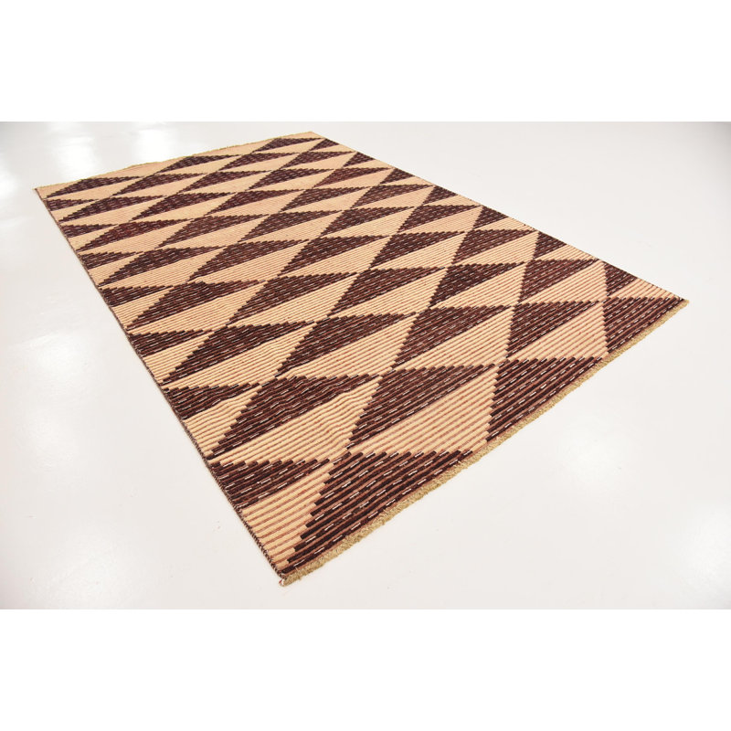 Tapis à main one-of-kind-noué la beige new age 6 pi 4 po x 9 pi 6 po Nash