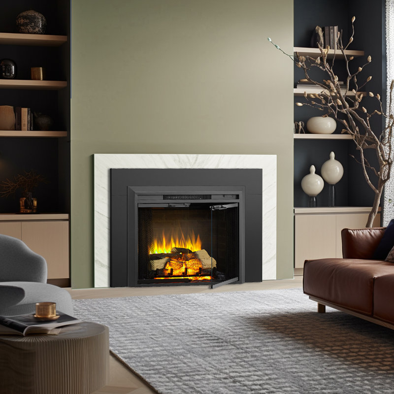 Shemena 37.7'' W Electric Fireplace Insert with 4500 BTU