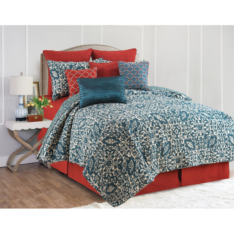 Madison Adriatic Cotton Reversible Quilt Set, Full/Queen Quilt + 2 Shams, Blue
