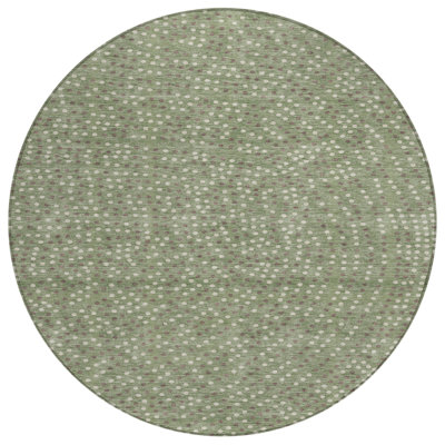 Tapis rond lavable à pois 8 po