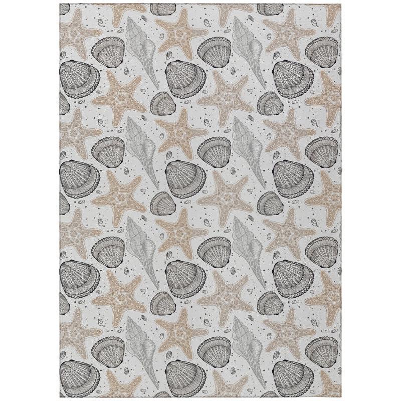 Tapis intérieur / extérieur en polyester tissé à la machine Deniela, Rectangle de 10 pi x 14 pi