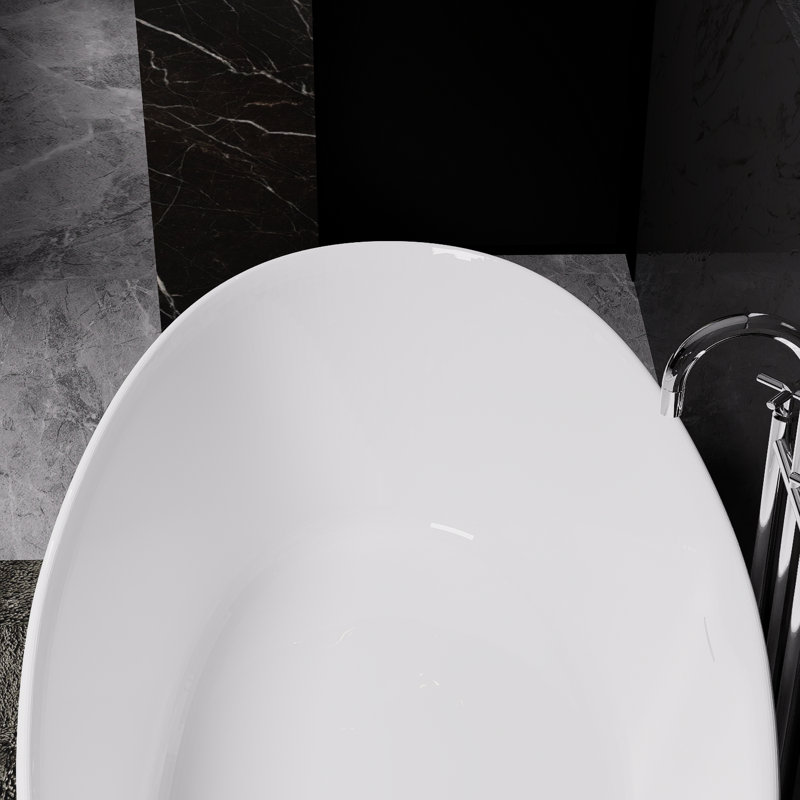 66" Freestanding Solid Surface Bathroom Soaking Tub