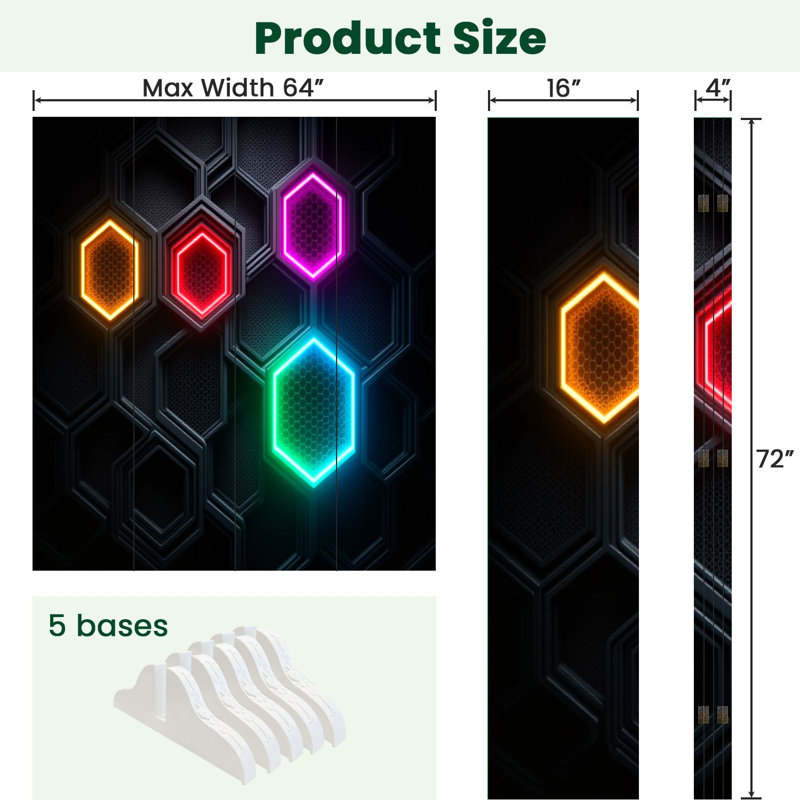 Paravent 4 panneaux à cloison pliable Royal Neon Hexagon, Couleur 4