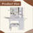 Vanity Desk with LED Mirror Lights and Power Outlet Charging Station, Makeup Dressing Table with 3 Drawers, 7 Shelves and Storage Stool, for Girls and Women-129189458