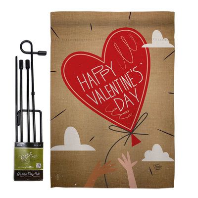 Double Sided 18.5 in. H x 13 in. W Polyester Valentine's Day Flag set