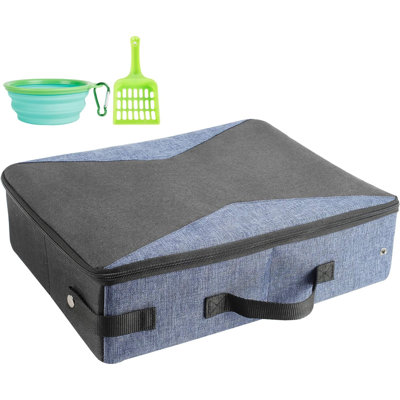 Portable Litter Box For Cats, Cat Travel Litter Box With Lid And Handle Standard Portable Collapsible Litter Carrier For Cat (M,)