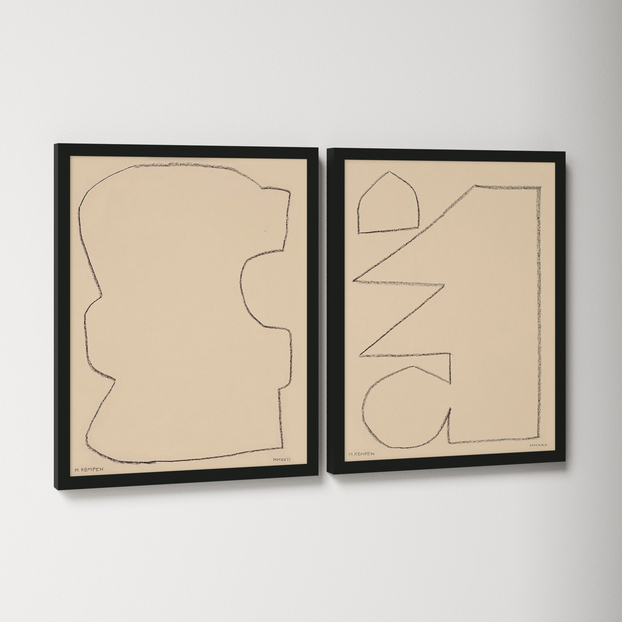Outlines 9 And 10 by Michael Kempen, Black Framed, 16" W x 20" H