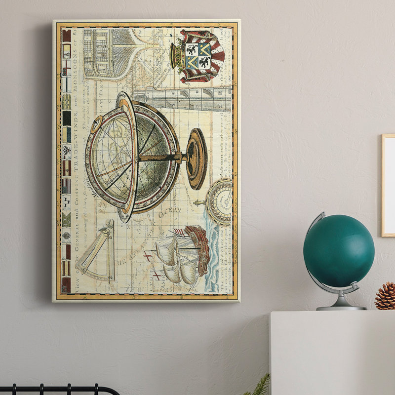 Carte nautique II, impression sur toile tendue, H 36 po x l 24 po x P 1 po