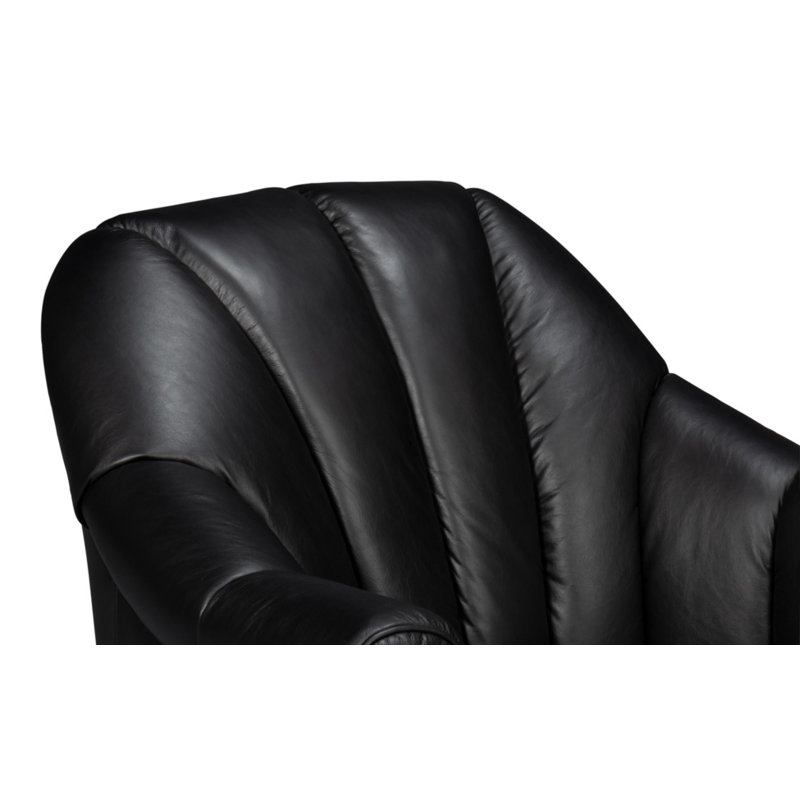 Scoth Swivel Armchair, Black Genuine Leather