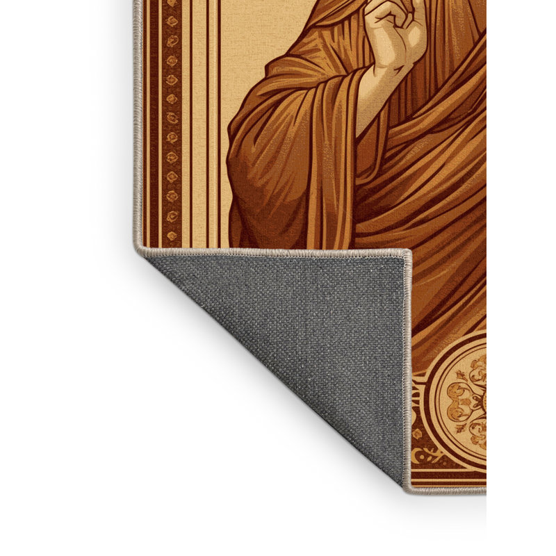 Tapis traditionnel moelleux et moelleux à motif d'arc orné de brun - beige, 7 x 9