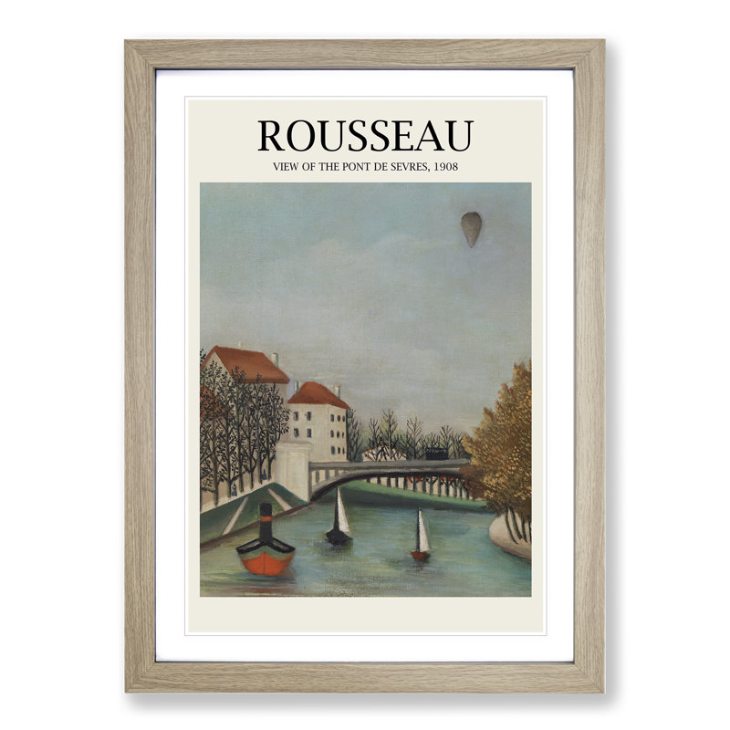 View of the Pont De Sevres by Henri Rousseau - Picture Frame Art Prints, Oak, 65cm H x 48cm W x 2cm D
