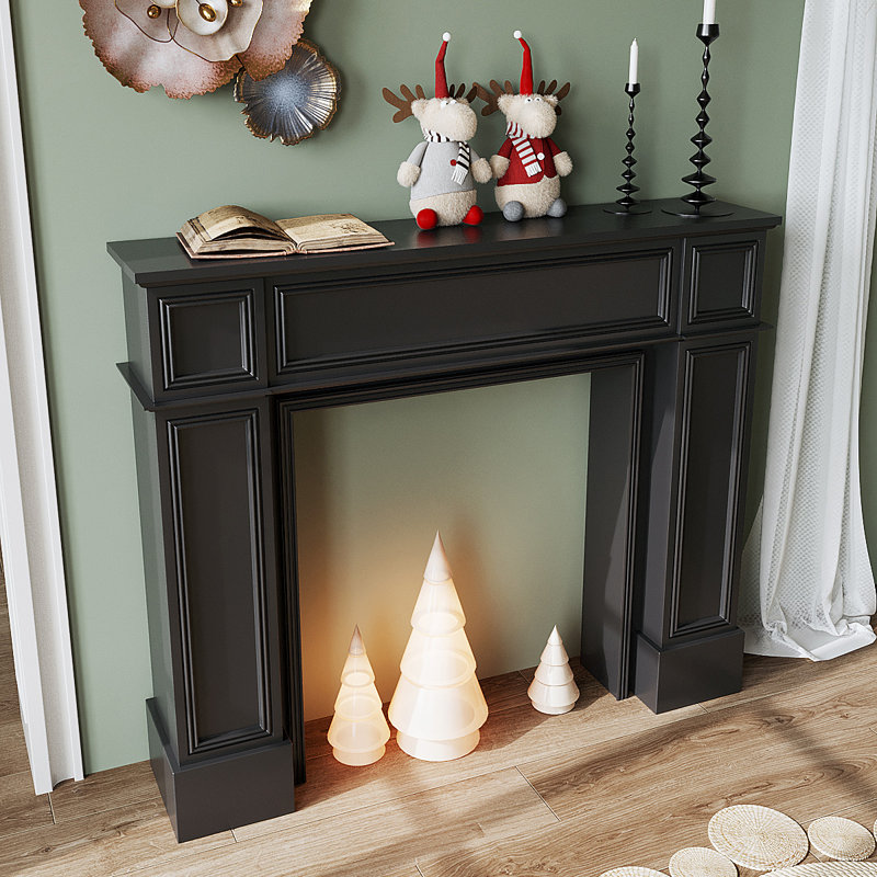 American retro fireplace decorative shelf, Black, 43.31" H x 51.18" W x 9.45" D