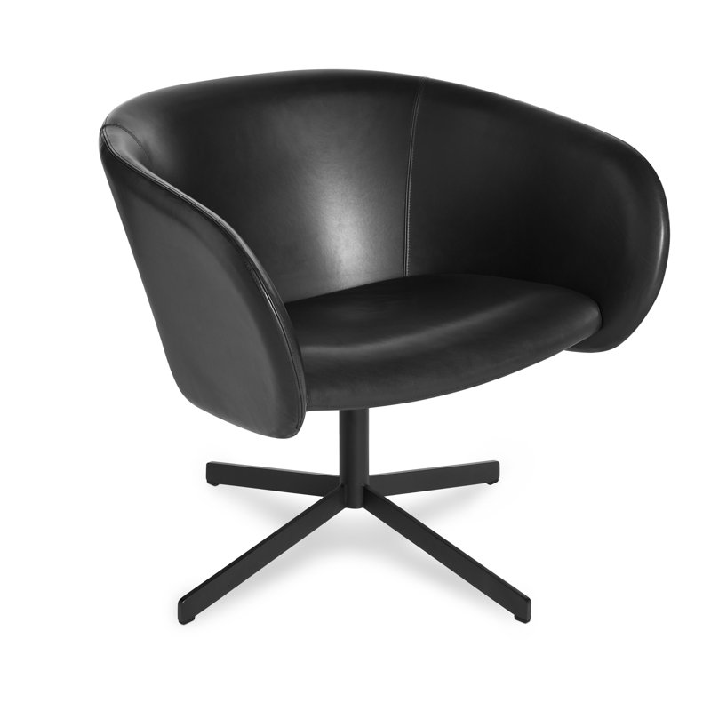 Fauteuil demi-tonneau en cuir, Cuir véritable Onyx
