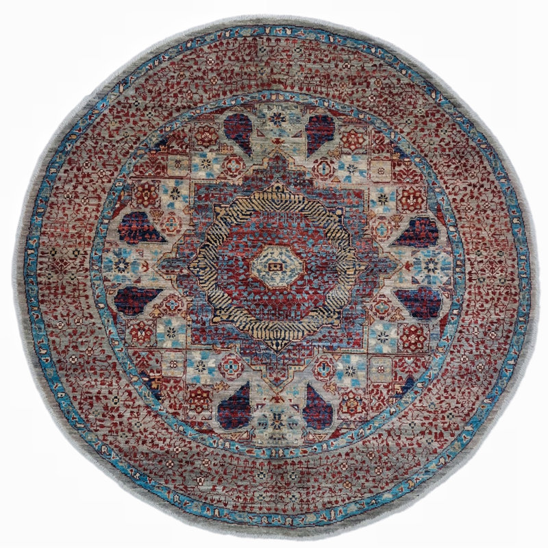 High-Quality Hand-Knotted Navy And Red Area Rug