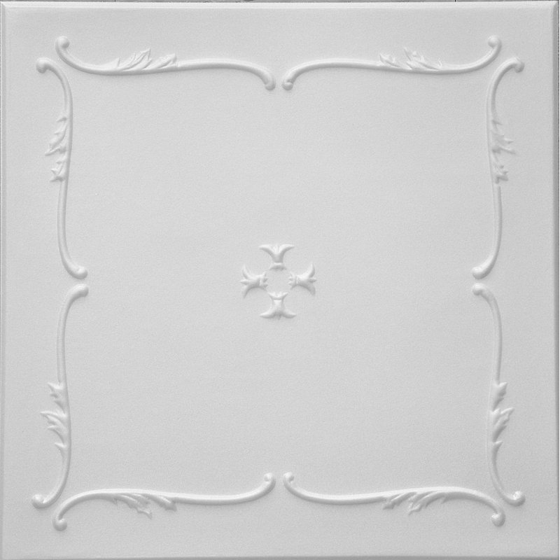 Carreau de plafond blanc en polystyrène 1,63 pi x 1,63 pi