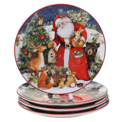 Ensemble de 4 assiettes à dîner Certified International Magic Of Christmas Santa