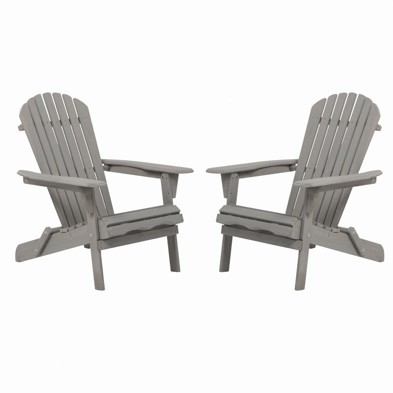 Ensemble de 2 chaises Adirondack pliantes en bois pour l'extérieur avec chaise de patio en bois pré-assemblée pour terrasse
