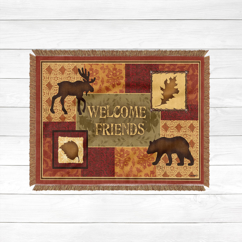 Jeté tissé Black Bear Family, 60 po x 80 po, Welcome Friends Lodge