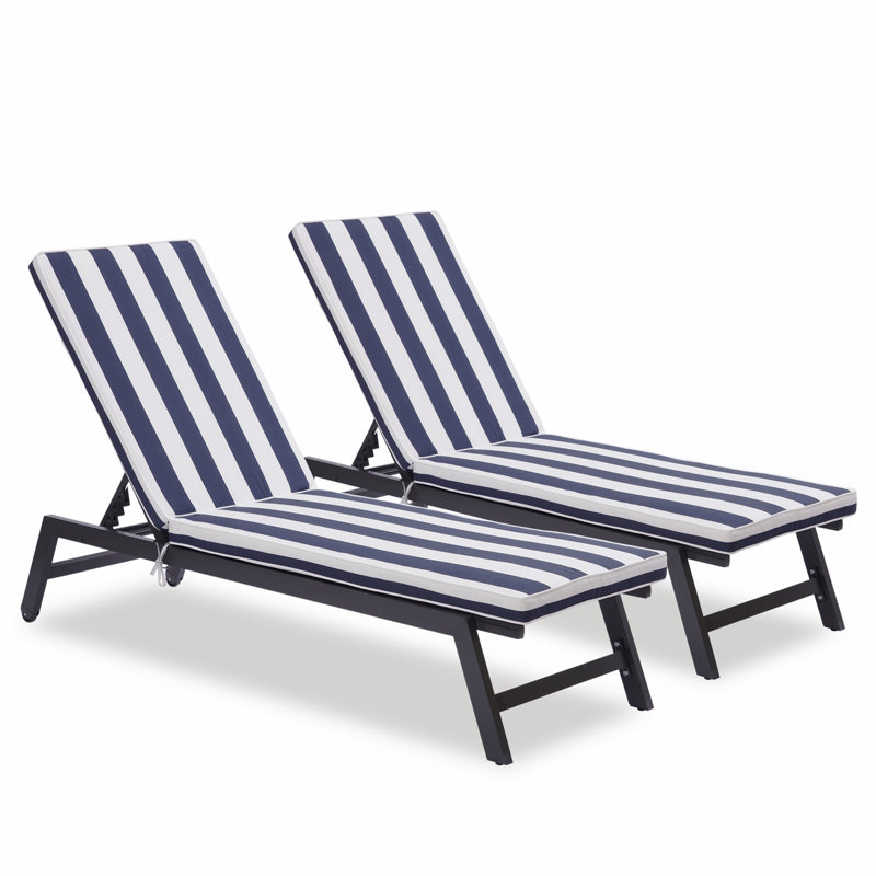 Remplacement du coussin de chaise longue d'extérieur en polyester 2 pièces Eddins, coussin de chaise longue de patio