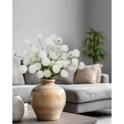 6 pièces fleurs artificielles en fausse soie pompon maman, fleur de kiku artificielle blanche pour bricolage bouquets de mariage centres de table vase décorations de cuisine de table