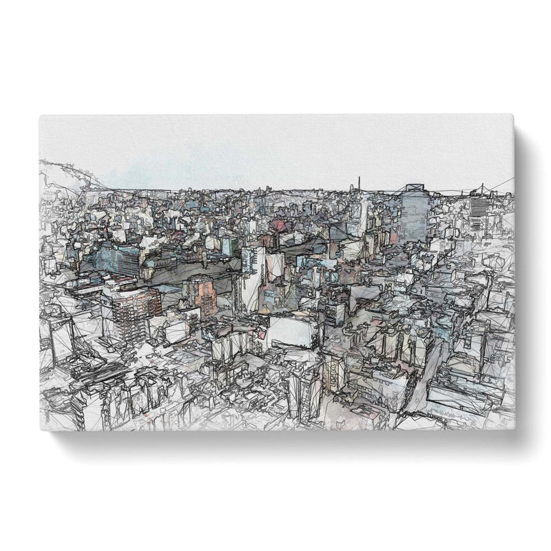 Buenos Aires Skyline In Argentina In Abstract - Wrapped Canvas Print, 35cm H x 50cm W x 3cm D