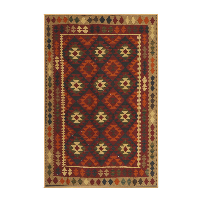 Tapis beige/rouge/brun contemporain, Rectangle 3 pi x 5 pi